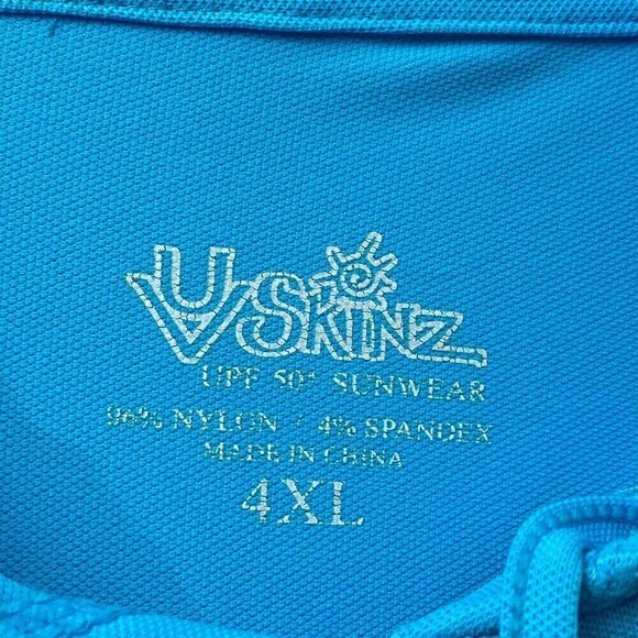 UVSKINZ Hoodie Plus Size 4XL Turquoise Blue Beach Sports Sun Coverup - Picture 6 of 12